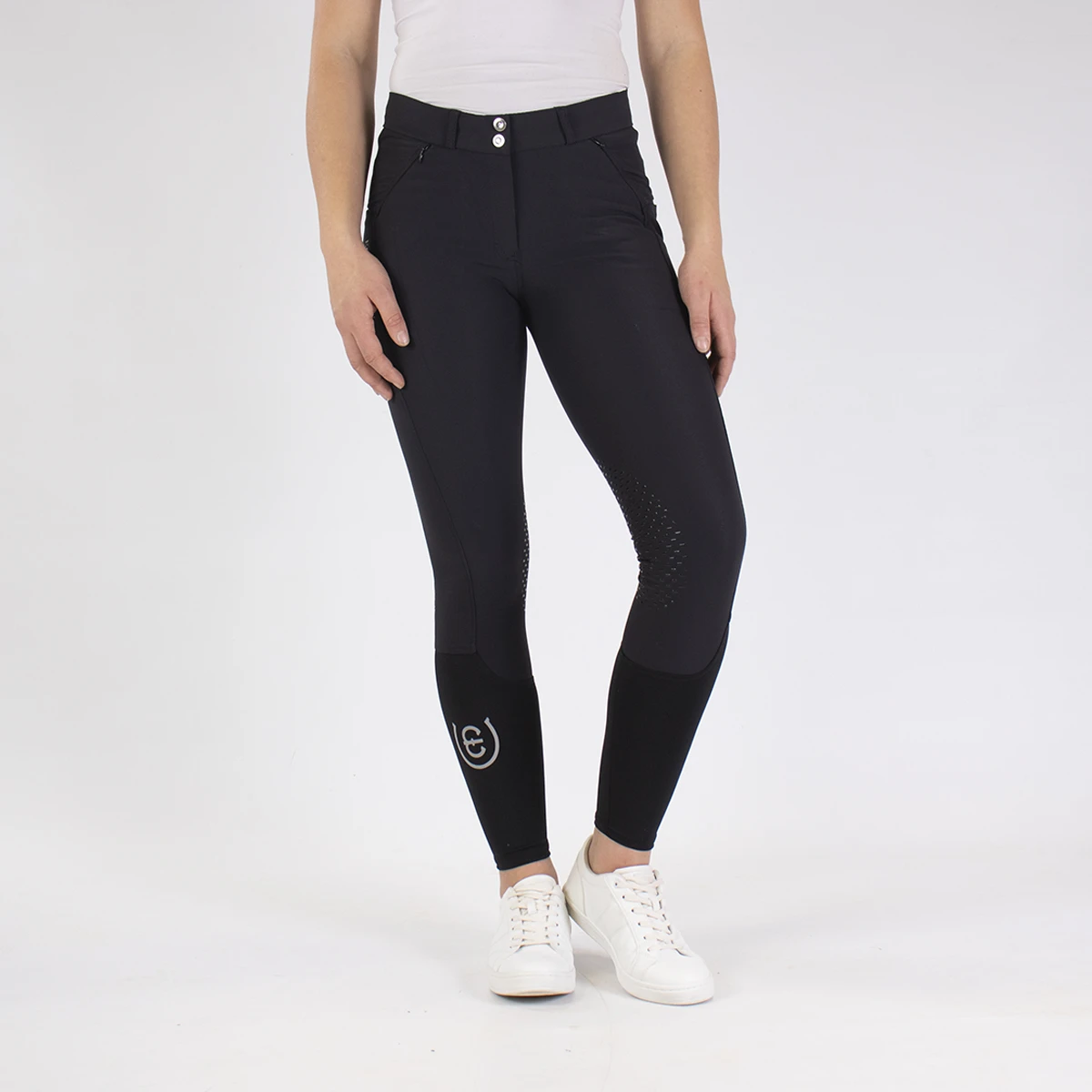 Rijbroek Equestrian Stockholm Deep Olivine Knie Grip Zwart 4 Rijbroek Equestrian Stockholm Deep Olivine Knie Grip Zwart - Afbeelding 2